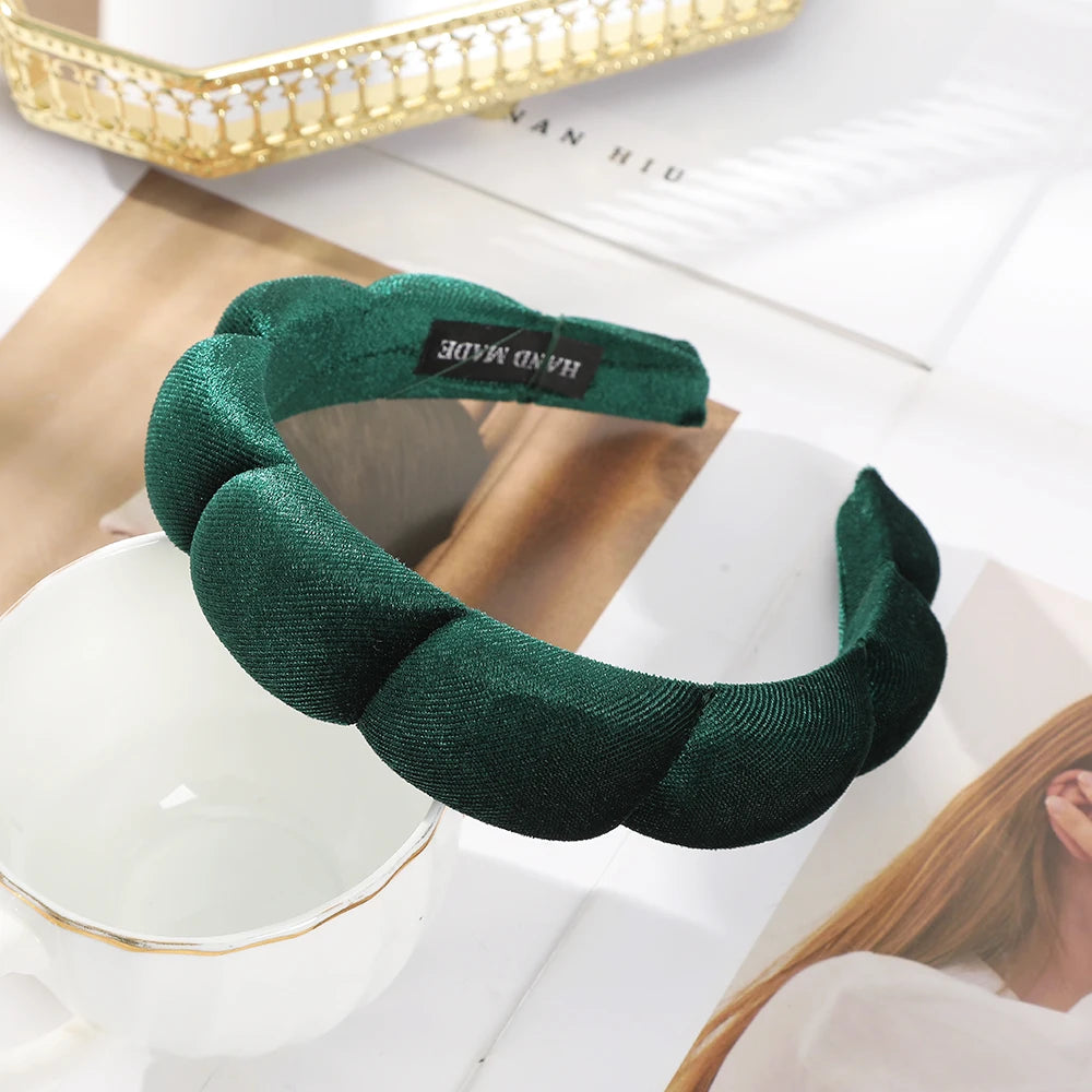 Large Wide Velvet Twist Sponge Headband Padded Hair Hoops Hairbands for Women Girl Wavy Braided Headbands Hair Accessories