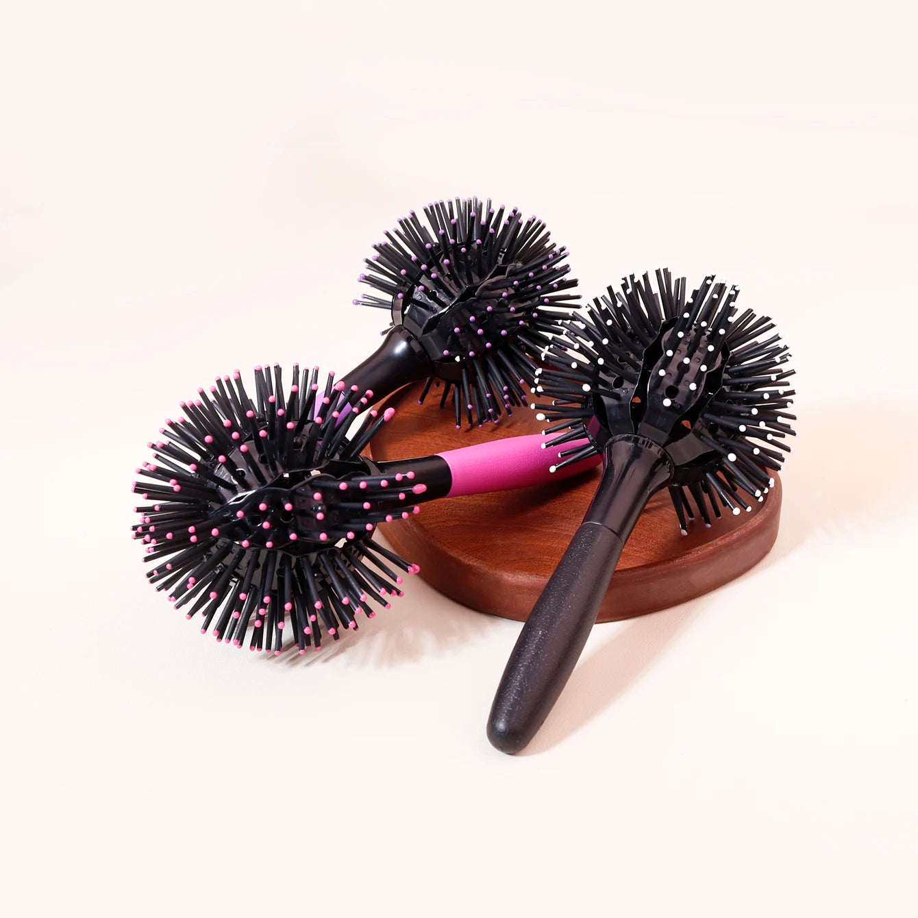 1/3Pcs 3D Curl Hair Brush 360° round Styling Hair Brush Detangling Hairbrush Spherical Ball，Special for Real Hair Wigs