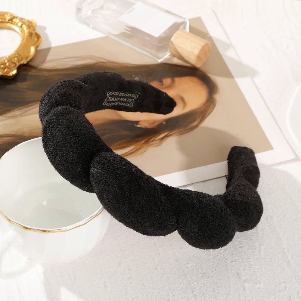 Large Wide Velvet Twist Sponge Headband Padded Hair Hoops Hairbands for Women Girl Wavy Braided Headbands Hair Accessories