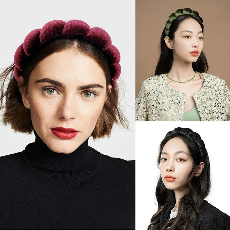 Large Wide Velvet Twist Sponge Headband Padded Hair Hoops Hairbands for Women Girl Wavy Braided Headbands Hair Accessories
