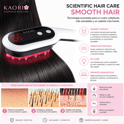 Peine Láser Anticaída LED para el Crecimiento del Cabello | Masajeador Capilar con Luz Roja e Infrarroja – KAORI