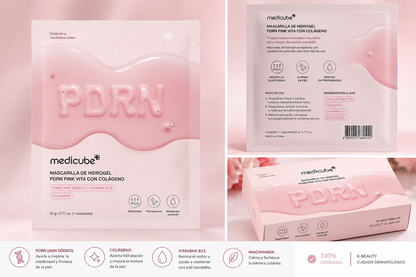 Mascarilla Facial Medicube PDRN Pink Vita Coating Mask 10 Unidades | Hidrogel Hidratante con Colágeno y Vitamina B12 | K-Beauty Coreano