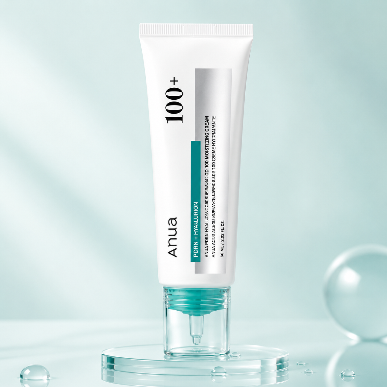 Crema Hidratante Coreana PDRN con Ácido Hialurónico 100, Crema Hidratante Profunda y Calmante para el Rostro, 60 ml, Cuidado Facial