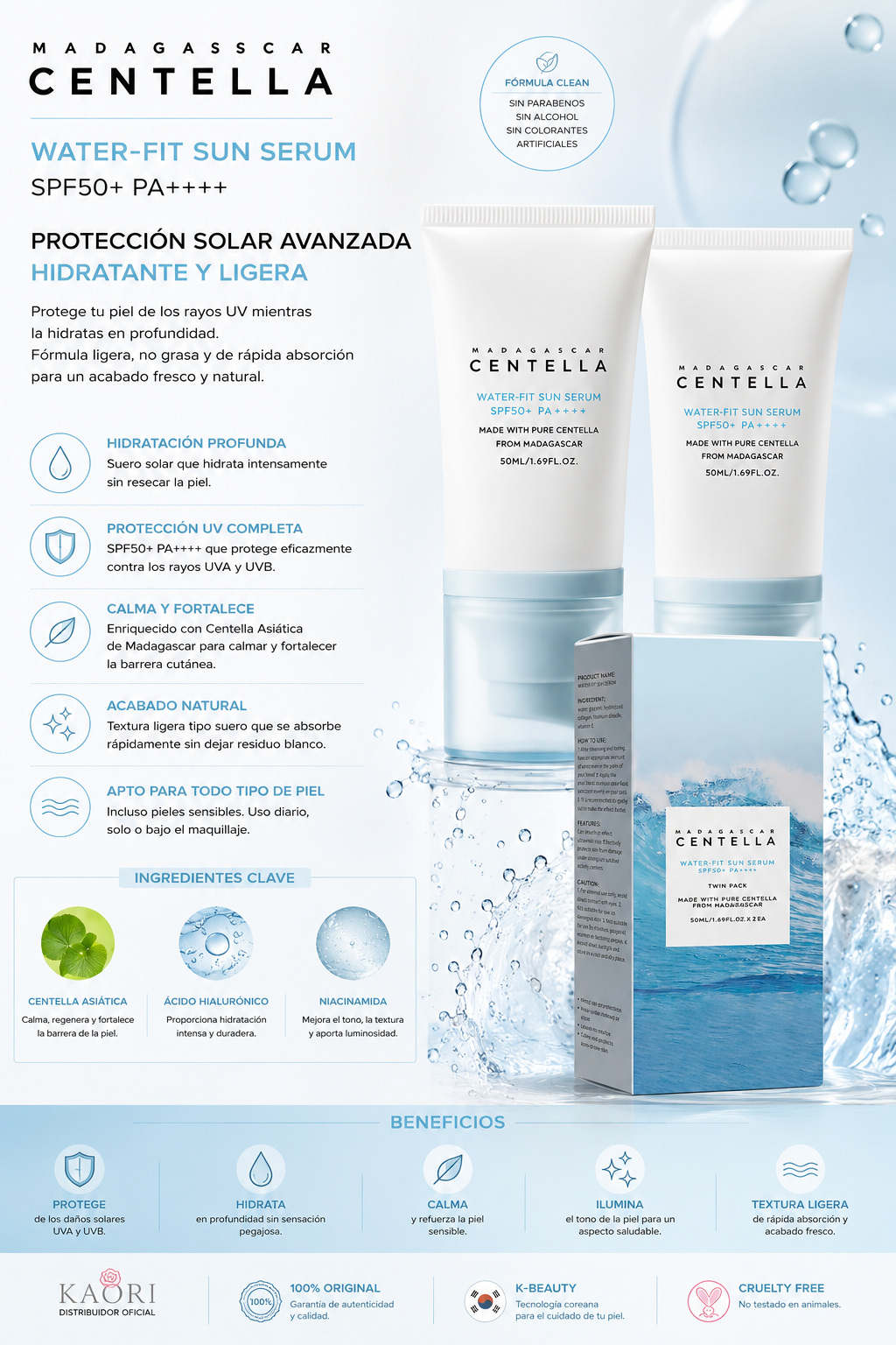 🌸 Protector Solar Facial KR Centella SPF50+ PA++++ | Cosmética Coreana 🇰🇷