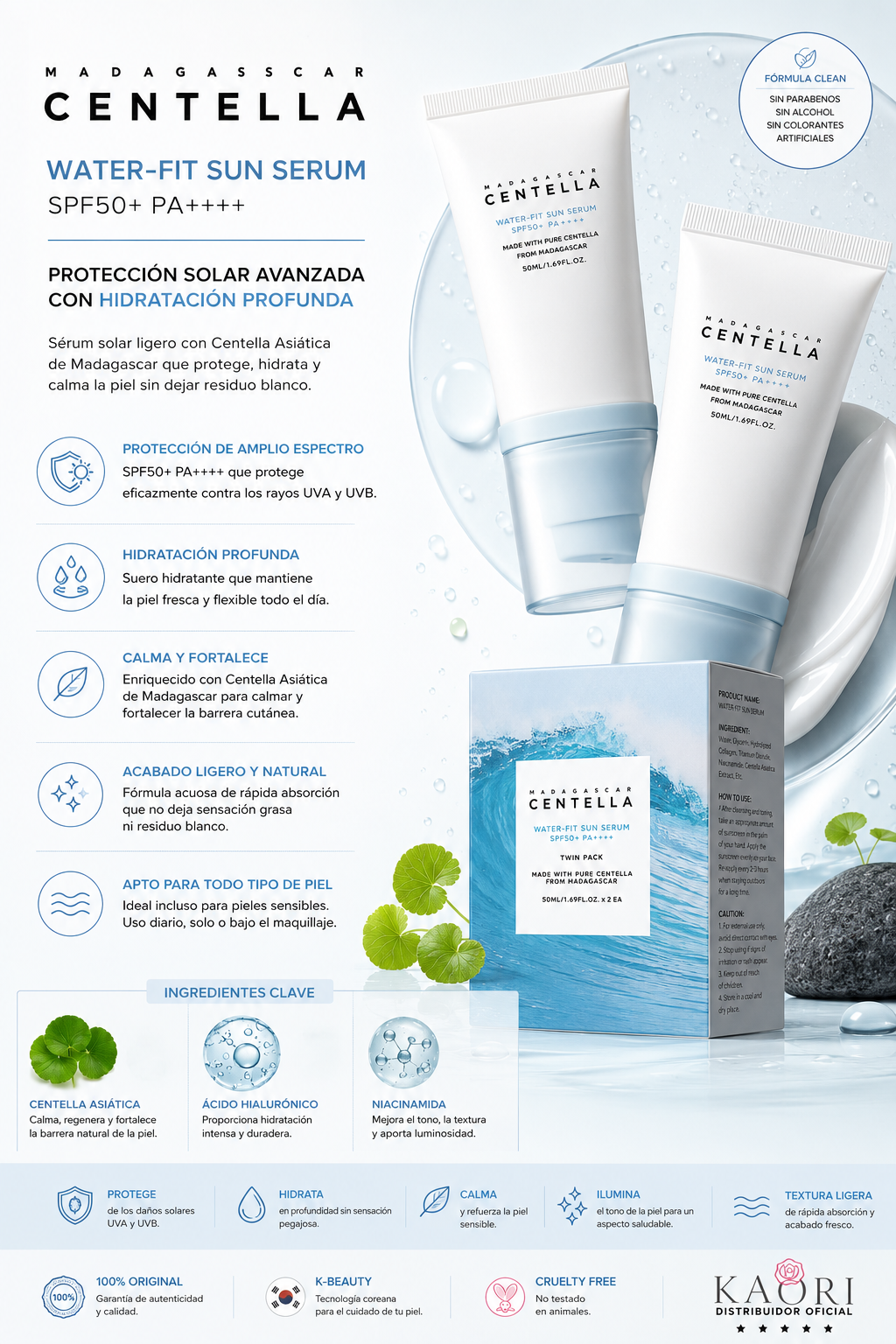 🌸 Protector Solar Facial KR Centella SPF50+ PA++++ | Cosmética Coreana 🇰🇷