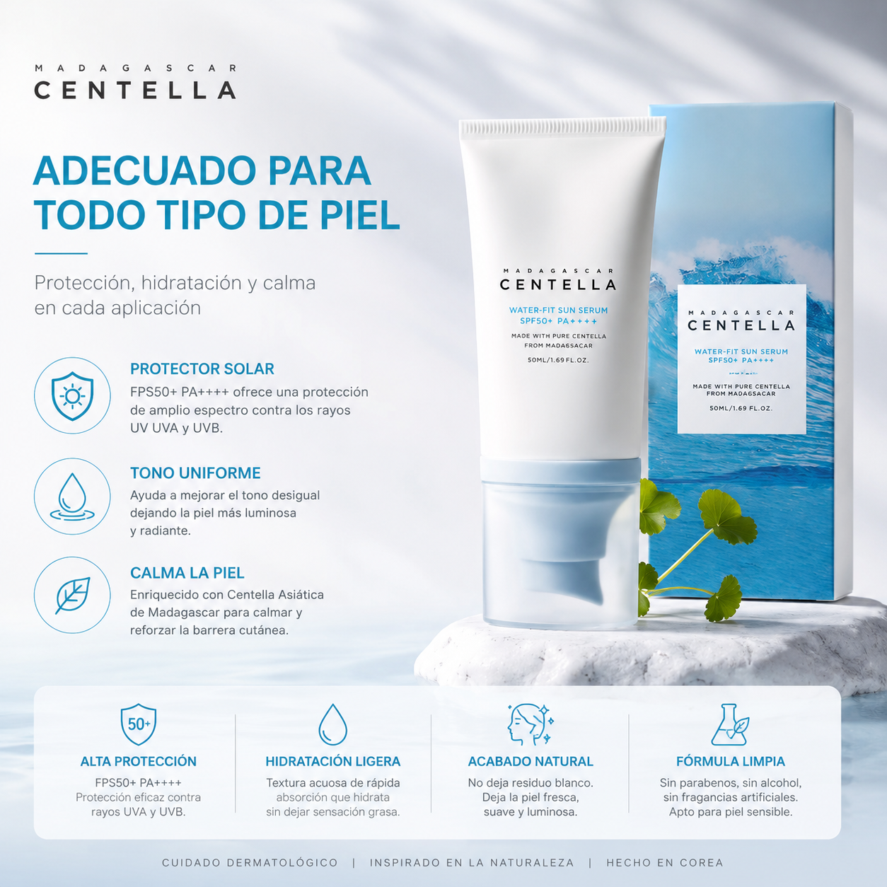 🌸 Protector Solar Facial KR Centella SPF50+ PA++++ | Cosmética Coreana 🇰🇷
