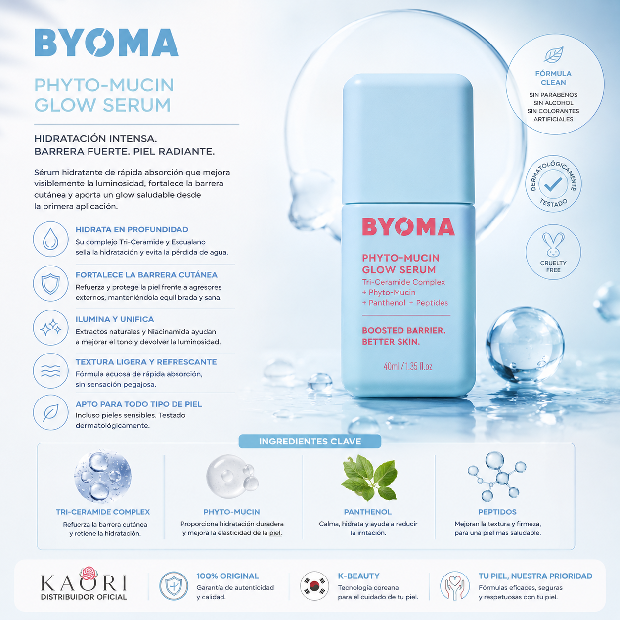 BYOMA Phyto-Mucin Glow Serum | Sérum Facial Iluminador con Phyto-Mucin | Hidratación y Barrera Cutánea | K-Beauty