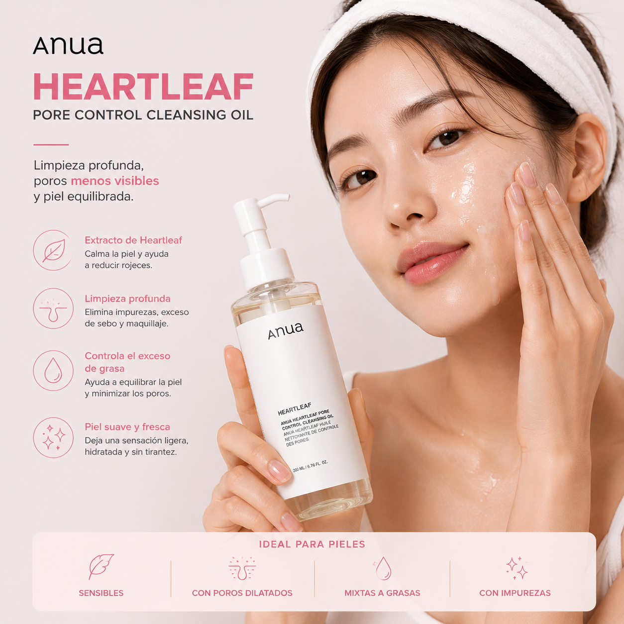 Limpiador Facial ANUA | Limpieza Profunda, Control de Poros e Hidratación | Limpiador Diario para Todo Tipo de Piel | K-Beauty