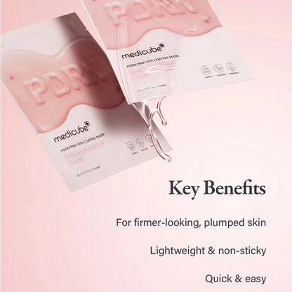 Mascarilla Facial Medicube Salmon DNA PDRN Pink Vita Coating Sheet Mask 10 unidades, Tecnología de Hidrogel, Cuidado de la Piel Coreano, K-Beauty, Maquillaje Coreano