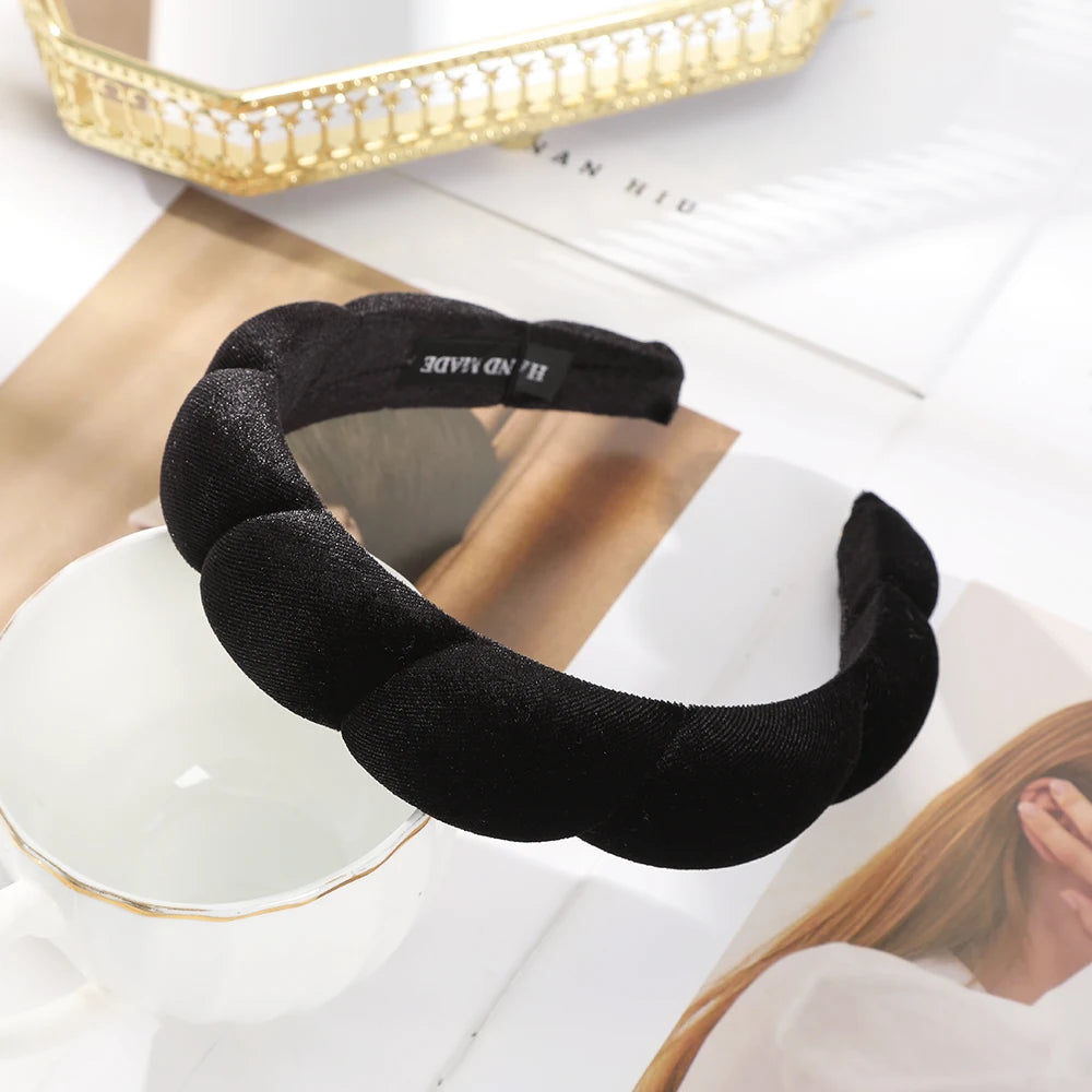 Large Wide Velvet Twist Sponge Headband Padded Hair Hoops Hairbands for Women Girl Wavy Braided Headbands Hair Accessories