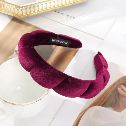 Large Wide Velvet Twist Sponge Headband Padded Hair Hoops Hairbands for Women Girl Wavy Braided Headbands Hair Accessories