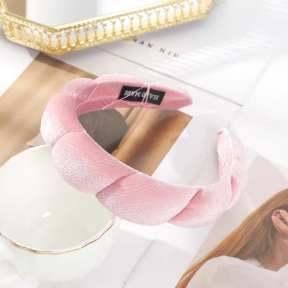 Large Wide Velvet Twist Sponge Headband Padded Hair Hoops Hairbands for Women Girl Wavy Braided Headbands Hair Accessories
