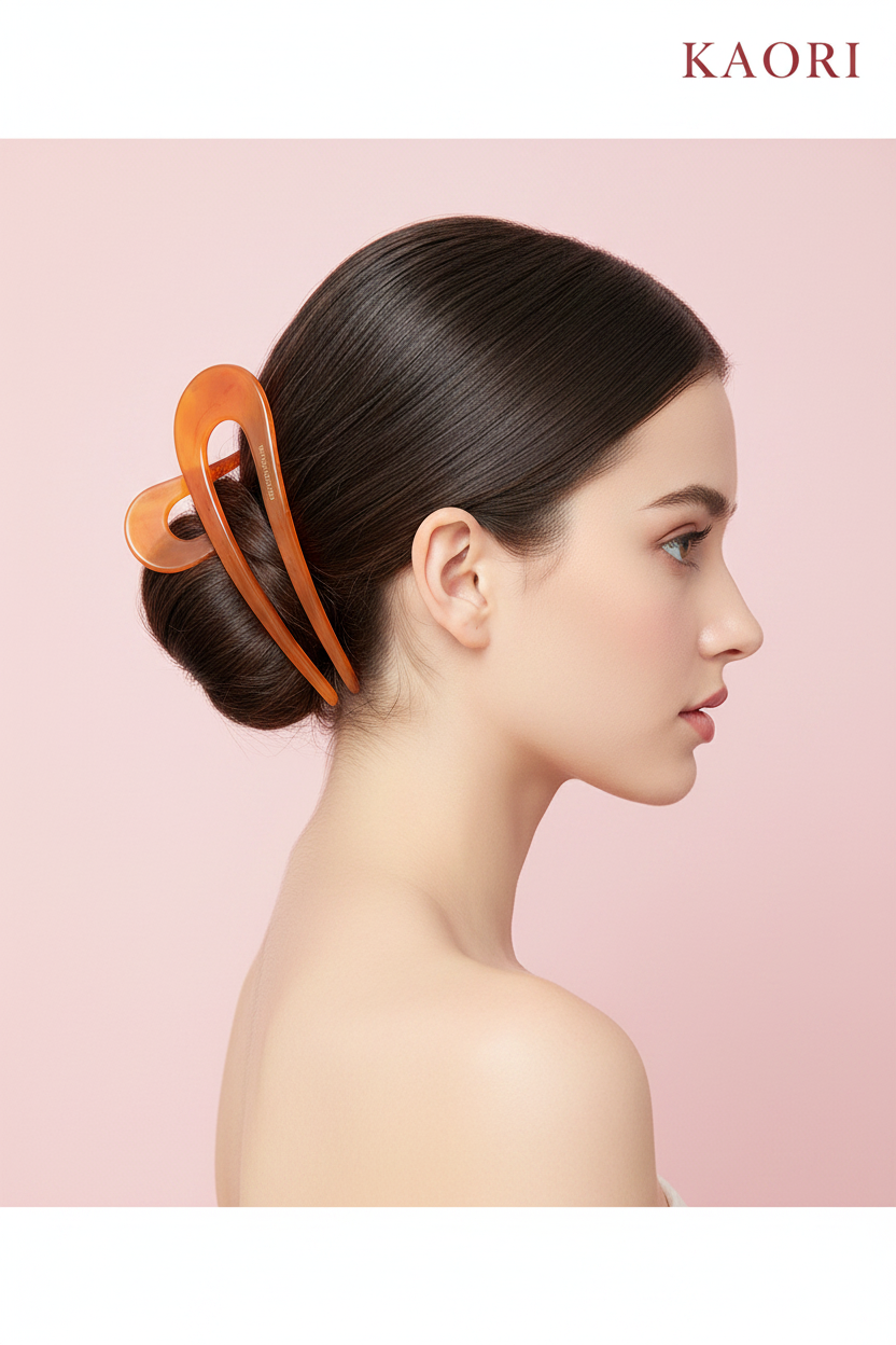 Moño bajo naranja KAORI